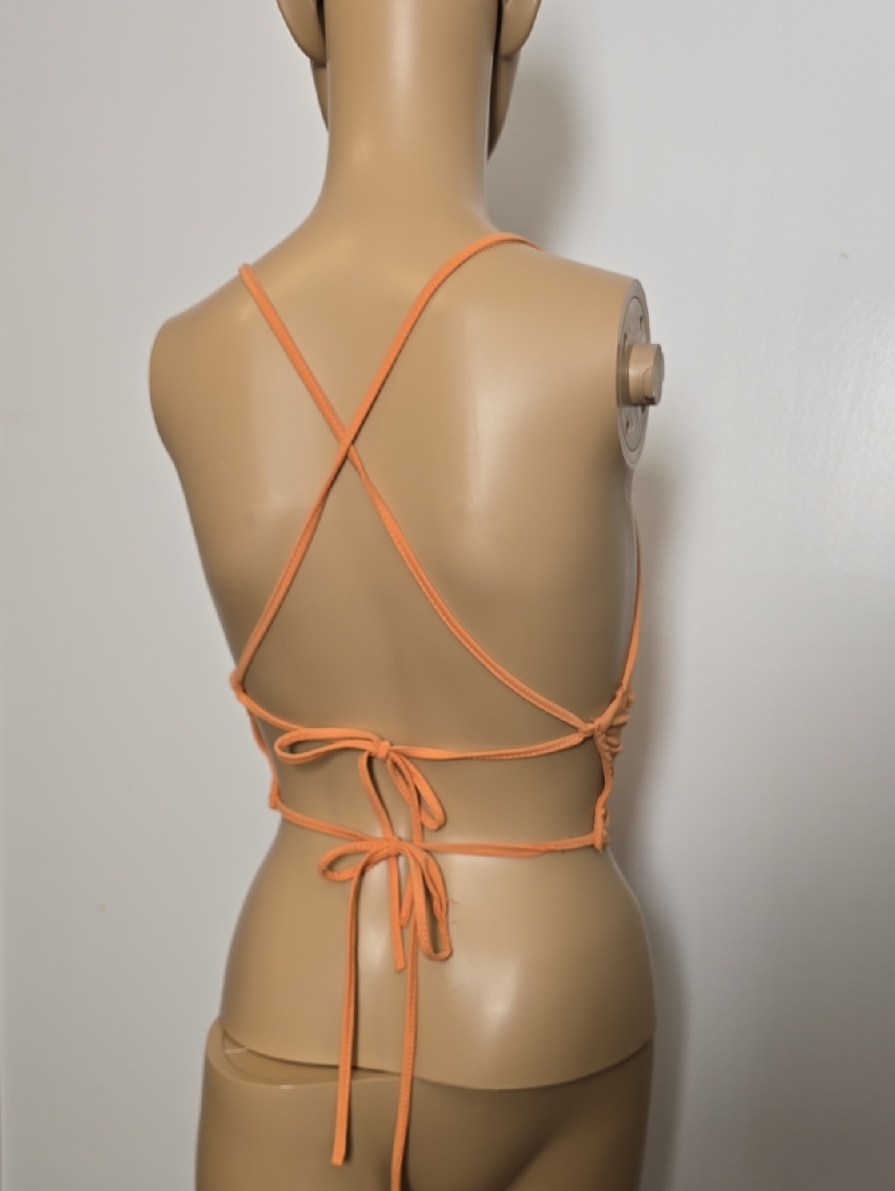Strappy Orange Tie-Back Crop Top - S